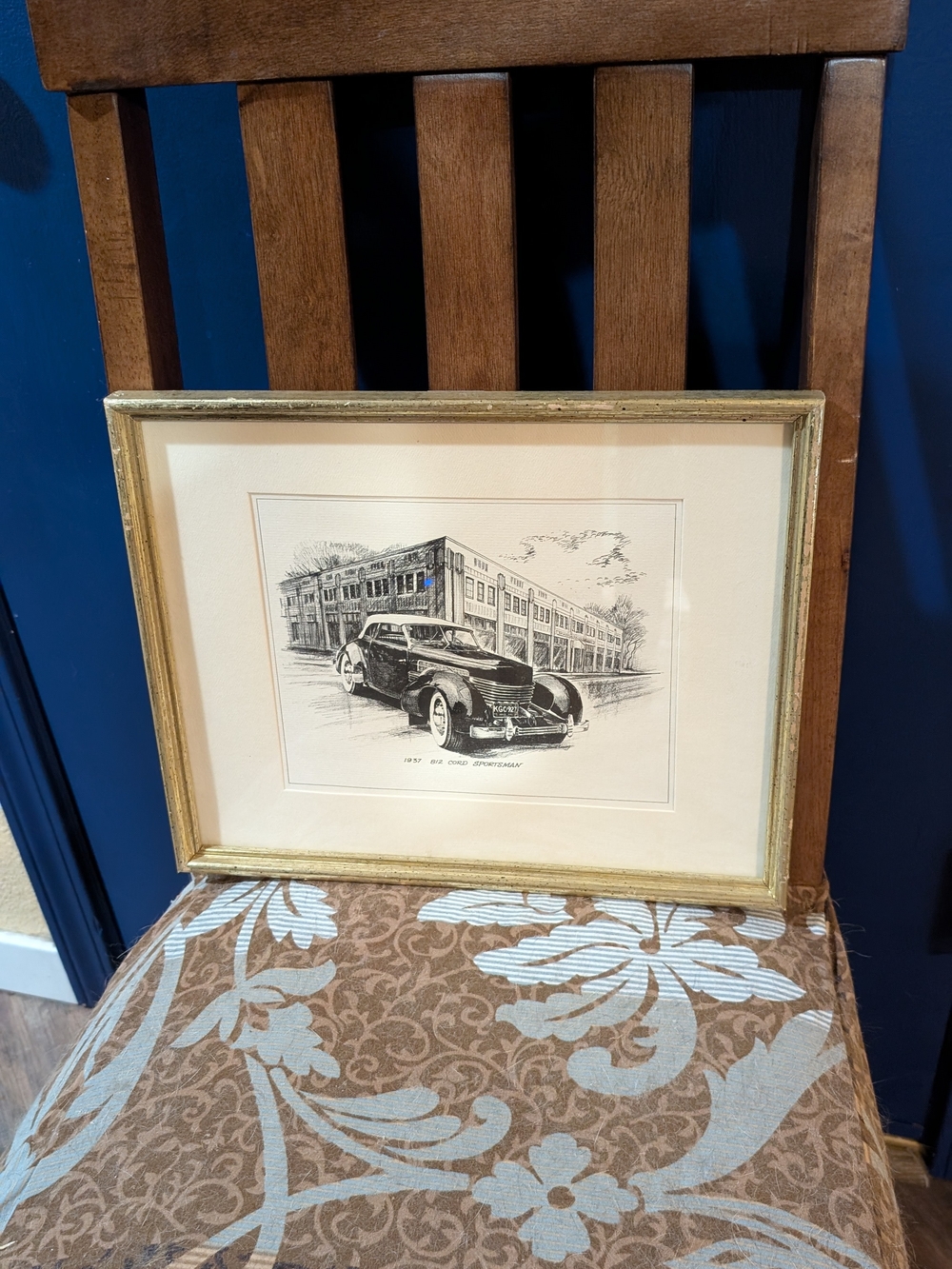 1937 Cord 812 Sportsman Framed Classic Car Art Print 15x12 Gold Frame Vintage